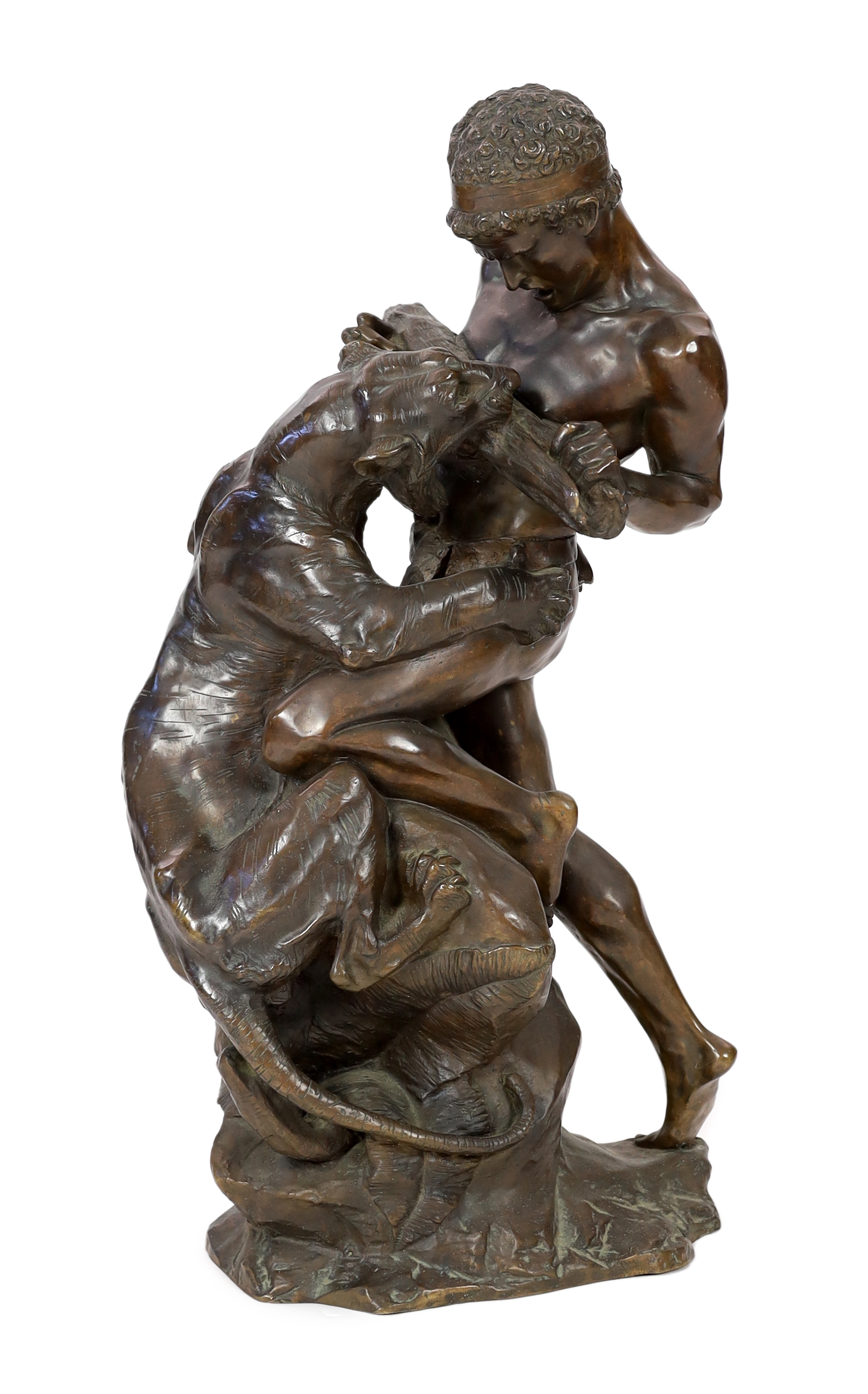 Edouard Drouot, French (1859-1945), a bronze warrior, 'La Lutte pour la Vie', 65cm